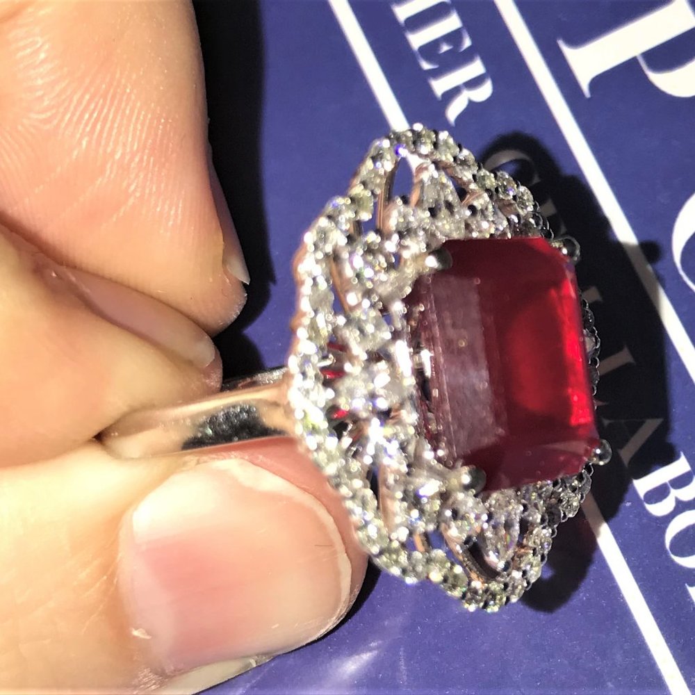 SOLD 14K Gold 9.64tcw. Ruby and Diamond Ring - Picture 15 of 17